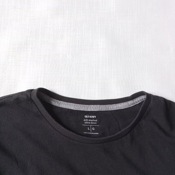 Old Navy Soft Washed Black and Gray Colorblock Short Sleeve Crew Neck Tee Large - Picture 7 of 9